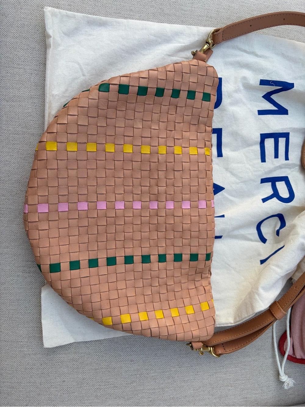 Clare V. Grande Fanny- bisque woven checker - Picture 7 of 15